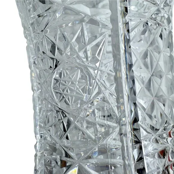 Cut Crystal Vase Vintage Starburst Design 8 Inch - Picture 9 of 11